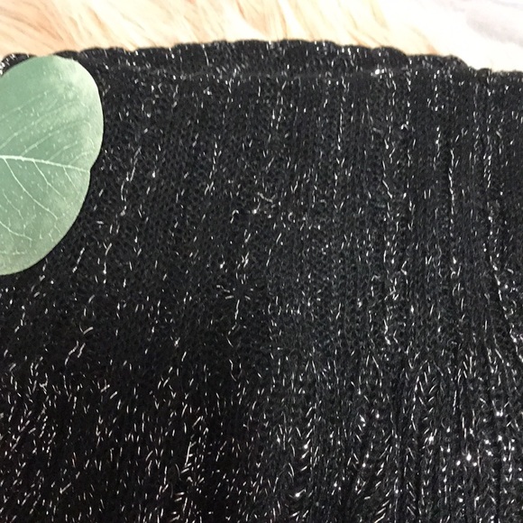 Black & Silver ruffle knit long duster shawl / holiday scarf dressy 96 inches - Picture 8 of 8